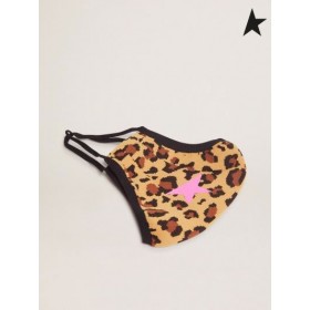 Golden Goose Leopard print goldene Maske mit Fuchsie star brown leopard