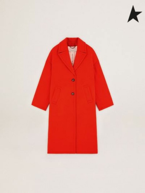 Golden Goose μονόπετο Ταξίδι συλλογή Bertina παλτό σε πορτοκαλί decatized μαλλί ύφασμα πορτοκαλί