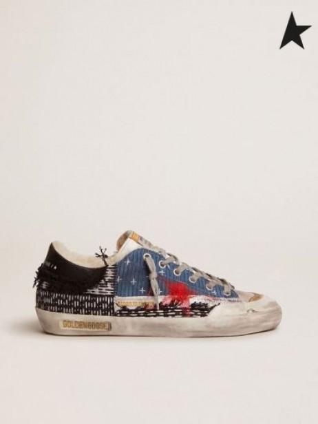 Golden Goose Σούπερ-Σταρ Penstar ΕΡΓΑΣΤΉΡΙΟ πάνινα παπούτσια με καμβά και το βελούδο κουρελού και γούνινη φόδρα μωβ κόκκινο γκρι