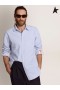 Golden Goose Χρυσή συλλογή Oxford πουκάμισο με το φως μπλε καραμέλα ρίγες λευκό φως μπλε