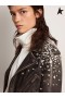 Golden Goose δερμάτινα biker μπουφάν με μαύρα κρύσταλλα