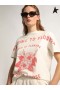 Golden Goose Λευκό Ταξίδι συλλογή T-shirt με floral print και γράμματα σε κόκκινο λευκό