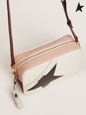 Golden Goose Λευκό και ροζ Αστέρι Τσάντα με το μαύρο λουστρίνι αστέρι λευκό ροζ