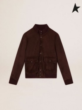 Golden Goose Χρυσή συλλογή πτήση σακάκι σε σκούρο καφέ σουέτ σκούρο καφέ