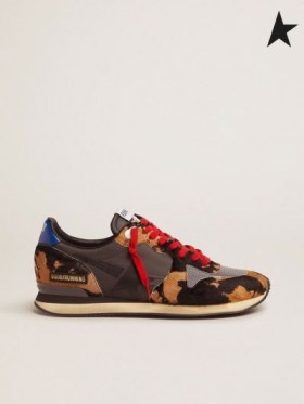 Golden Goose Παπούτσια για Τρέξιμο Παπούτσια με pony skin και υφή νάιλον ένθετα μαύρο λευκό κόκκινο