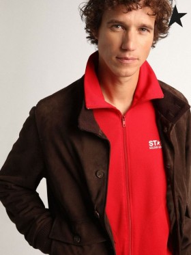 Golden Goose Χρυσή συλλογή πτήση σακάκι σε σκούρο καφέ σουέτ σκούρο καφέ