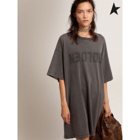 Golden Goose Χρυσή συλλογή T-shirt φόρεμα σε γκρι ανθρακί με επείγουσα θεραπεία σκούρο γκρι
