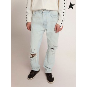 Golden Goose Χρυσή συλλογή λευκασμένα τζιν με αναξιοπαθούντα θεραπεία μπλε