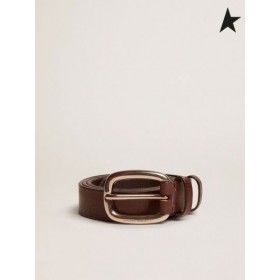 Golden Goose Καφέ Χιούστον ζώνη στο πλυμένο δέρμα μπλε φως