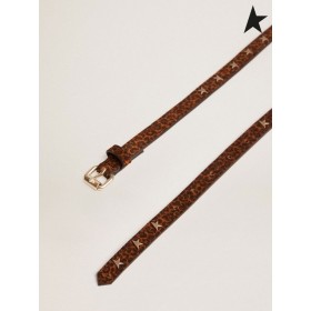 Golden Goose Μόλι ζώνη σε καφέ leopard-τυπωμένων υλών σουέτ με το star-διαμορφωμένα στηρίγματα καφέ