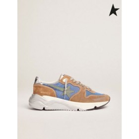 Golden Goose Παπούτσια για Τρέξιμο Σόλα παπούτσια στο γαλάζιο πλέγμα καπνού χρώματος σουέτ ένθετα και στρατιωτική-πράσινο σουέτ αστέρι φωτεινό μπλε κόκκινο πράσινο