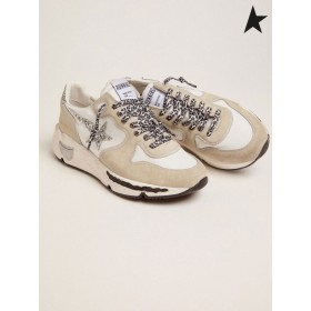Golden Goose Παπούτσια για Τρέξιμο Σόλα σε νάιλον και σουέτ με glitter Χρυσό αστέρι λευκό γκρι