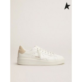 Golden Goose Purestar πάνινα παπούτσια σε άσπρο δέρμα με κρέμα σουέτ τακούνι καρτέλα λευκό
