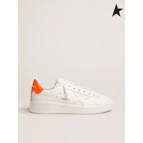 Golden Goose Λευκό Purestar πάνινα παπούτσια με το φθορισμού πορτοκαλί καρτέλα φτέρνα